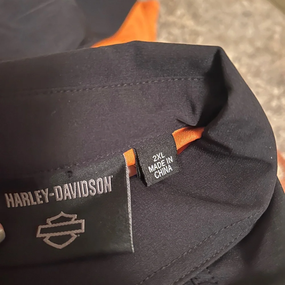 Harley-Davidson Black and Orange Button Down Shirt - Picture 3 of 3